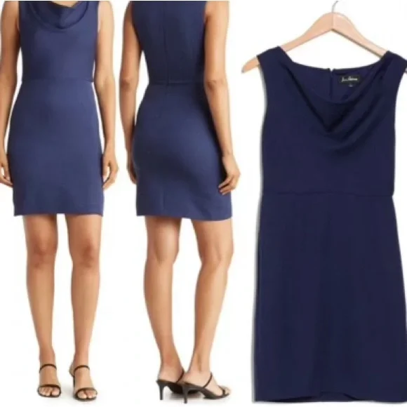 Sam Edelman navy draped Neck Sheath Dress size 4 - Picture 2 of 8